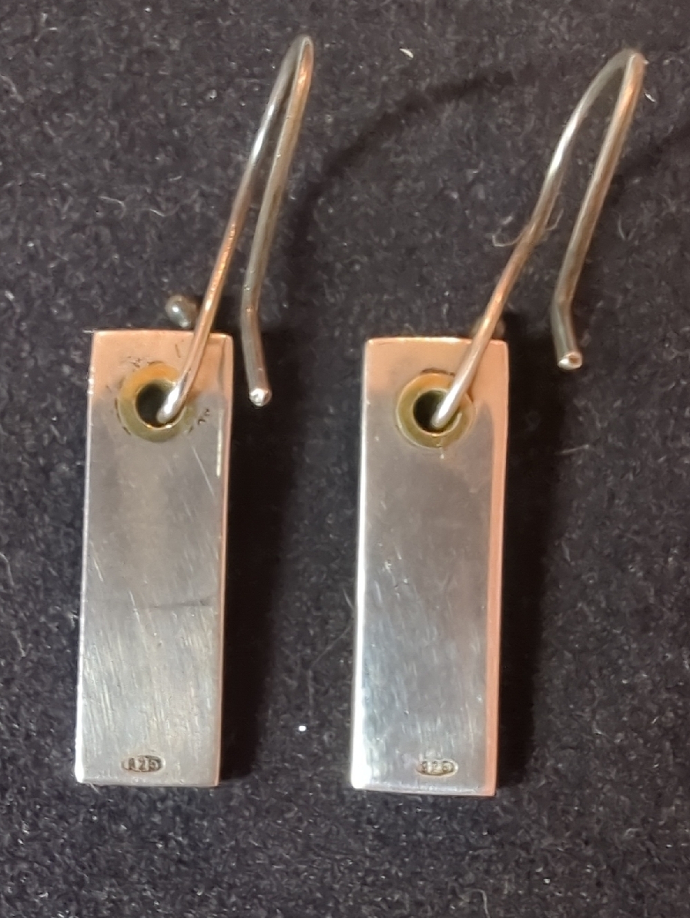 Coach VTG Sterling Silver 925 Geometric Bar Grommet Drop Earrings Y2K +FREE GIFT - Picture 2 of 2